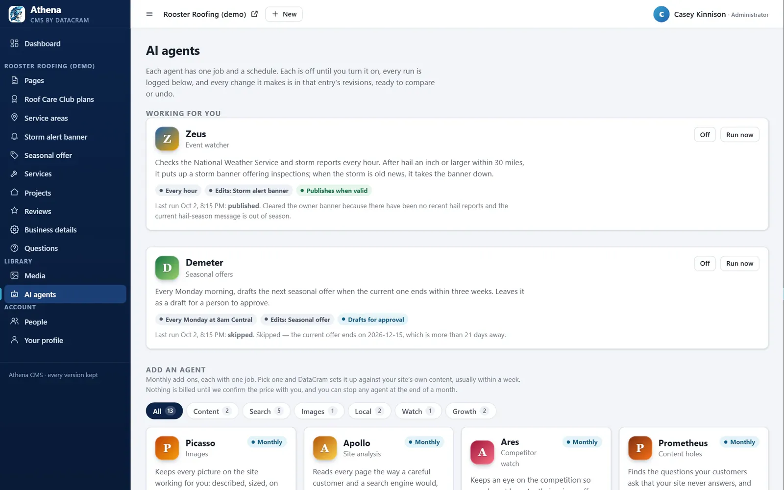 Athena CMS (DataCram): Screen 3 of 6