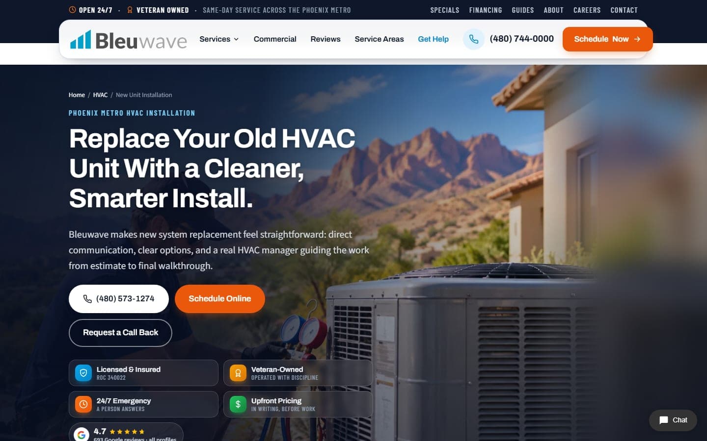 HVAC Installation Offer website screenshot