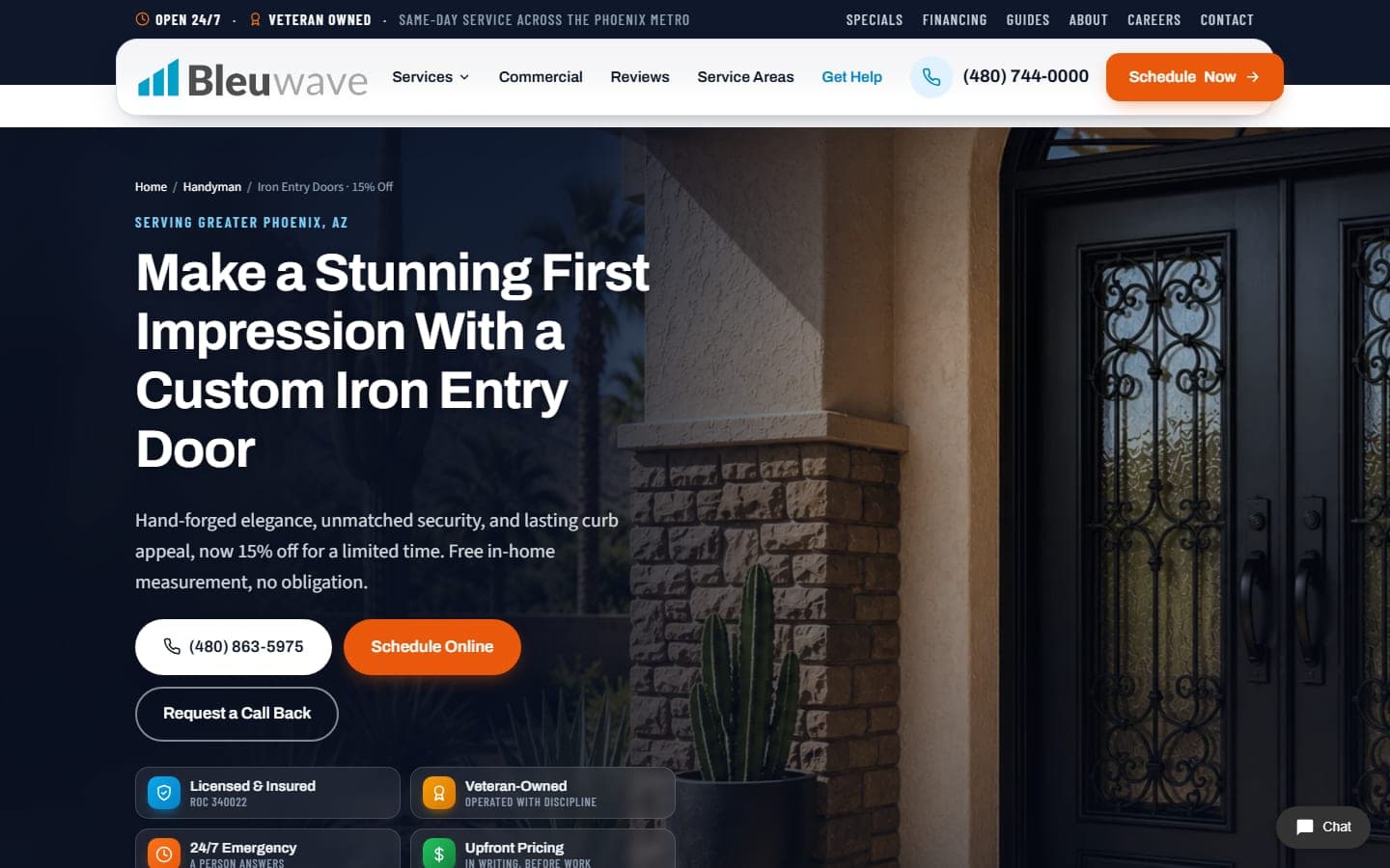 Custom Iron Entry Doors website screenshot