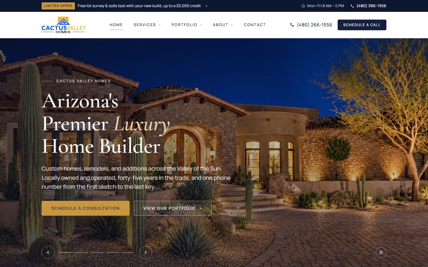 Cactus Valley Homes website screenshot