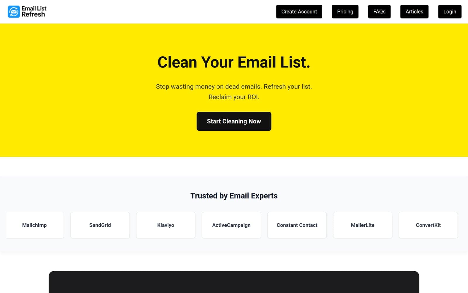 Email List Refresh website screenshot