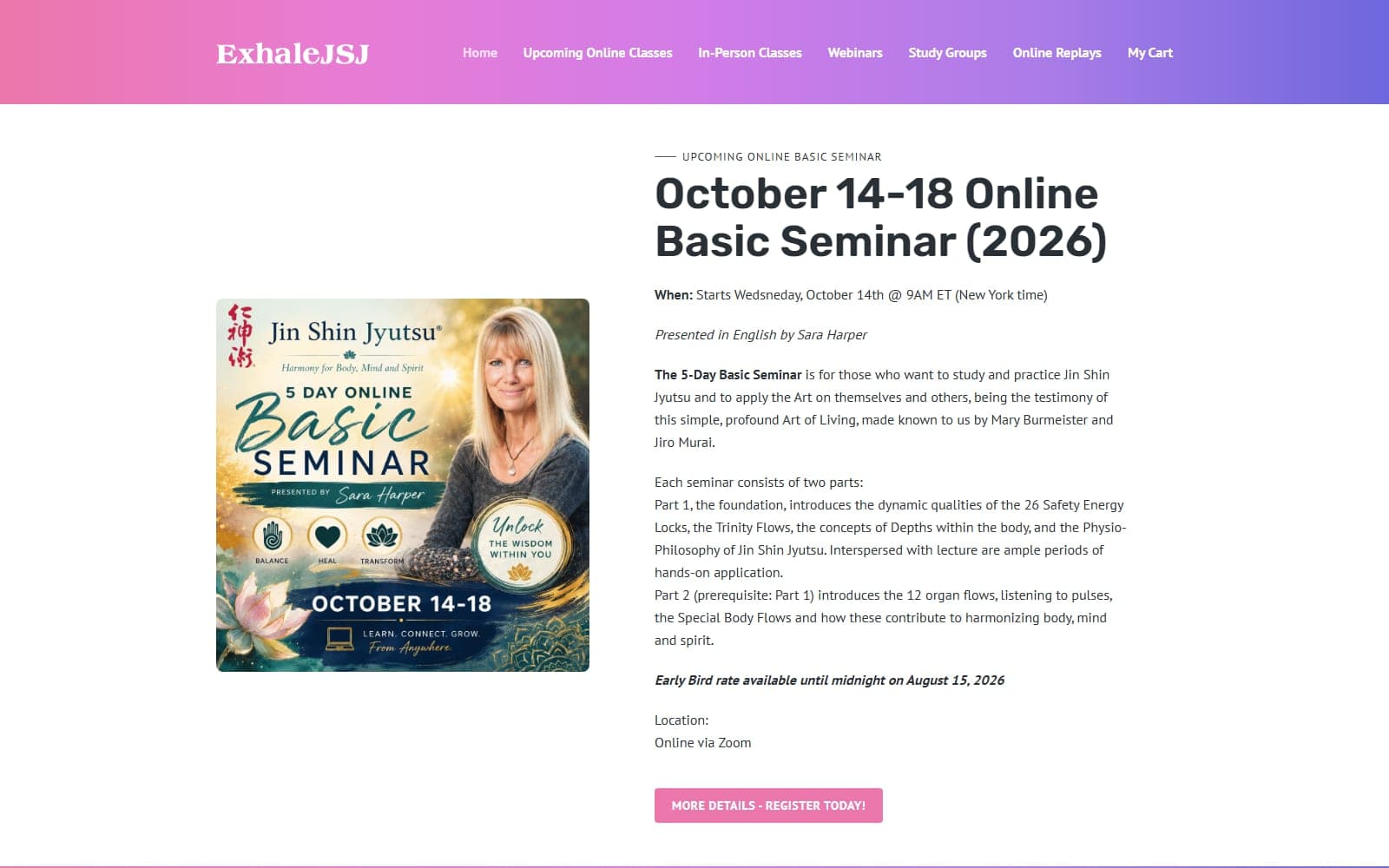 ExhaleJSJ website screenshot