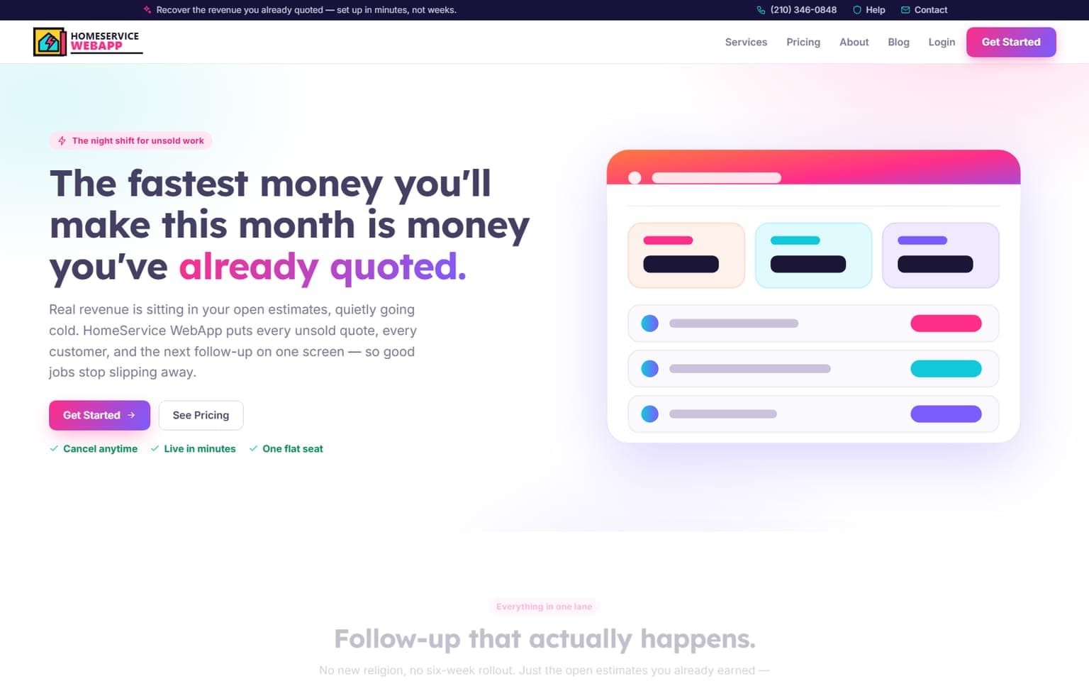 HomeService WebApp website screenshot