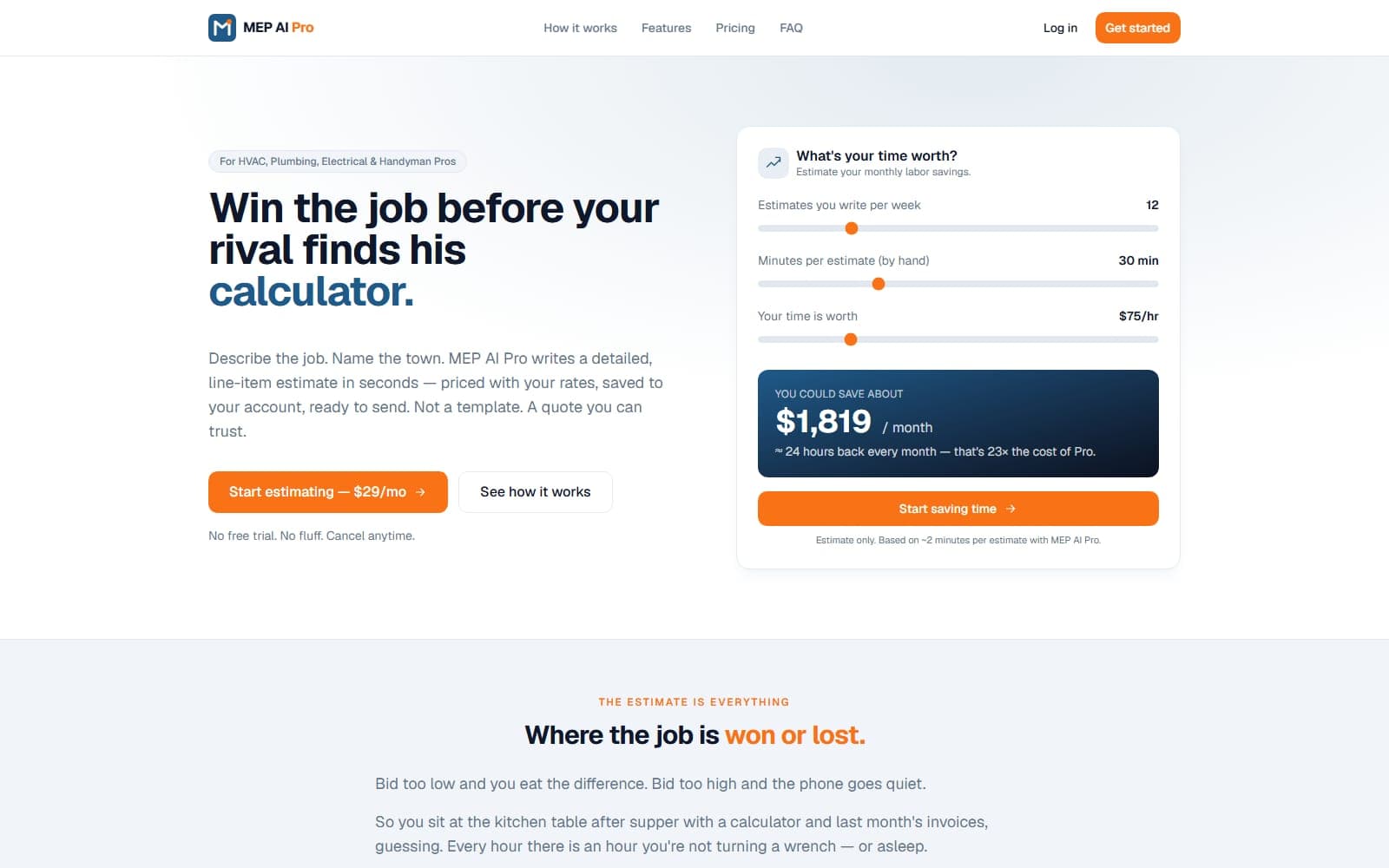 MEP AI Pro website screenshot
