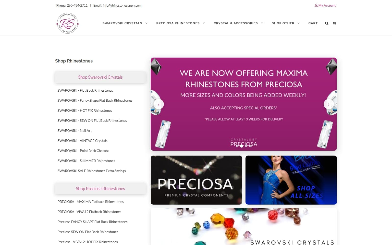 Rhinestone Supply website screenshot